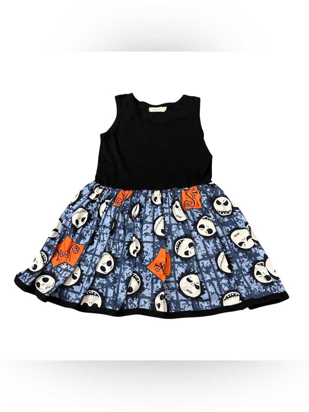 Daqurje Girls Size 120 Jack Skellington Style Halloween Fit & Flare Dress
